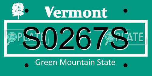 S0267S Vermont License Plate