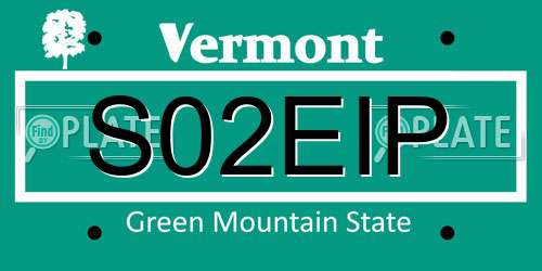 S02EIP Vermont License Plate