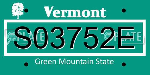 S03752E Vermont License Plate