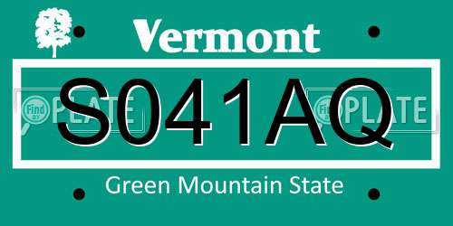 S041AQ Vermont License Plate