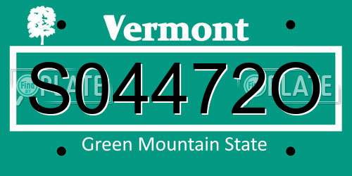 S04472O Vermont License Plate