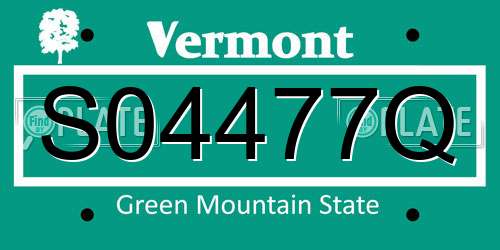 S04477Q Vermont License Plate