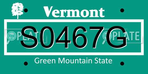 S0467G Vermont License Plate