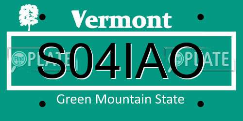 S04IAO Vermont License Plate