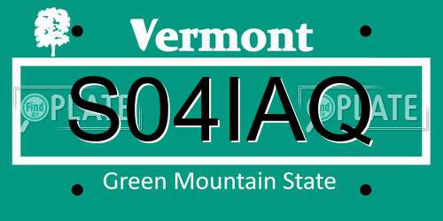 S04IAQ Vermont License Plate