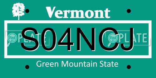 S04NCJ Vermont License Plate