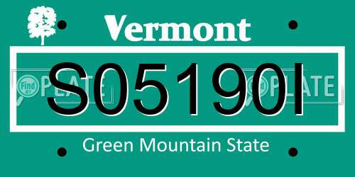 S05190I Vermont License Plate