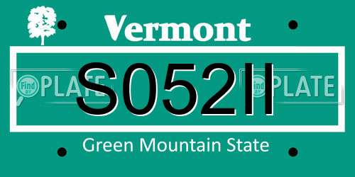 S052II Vermont License Plate