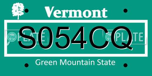 S054CQ Vermont License Plate