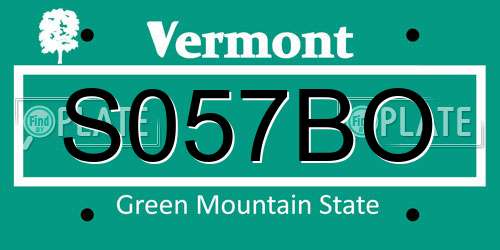 S057BO Vermont License Plate