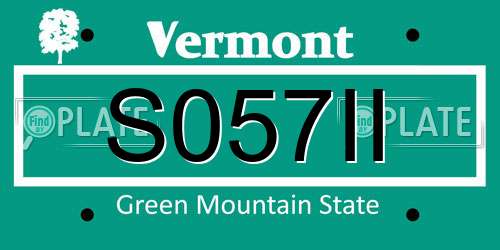 S057II Vermont License Plate