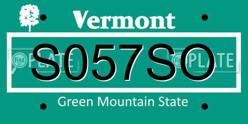 S057SO Vermont License Plate