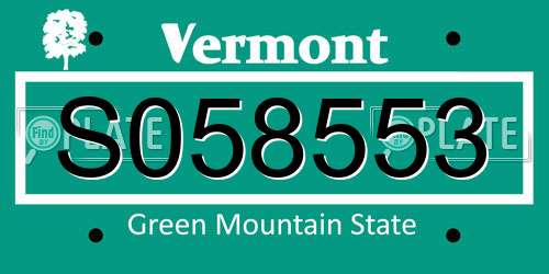 S058553 Vermont License Plate
