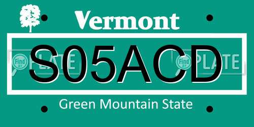 S05ACD Vermont License Plate
