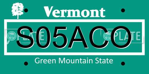 S05ACO Vermont License Plate