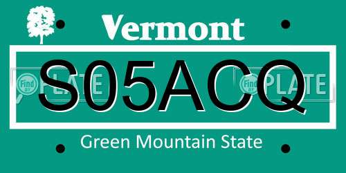 S05ACQ Vermont License Plate
