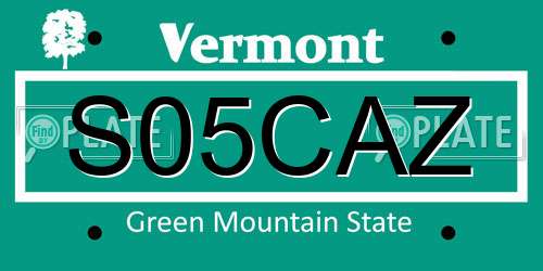 S05CAZ Vermont License Plate