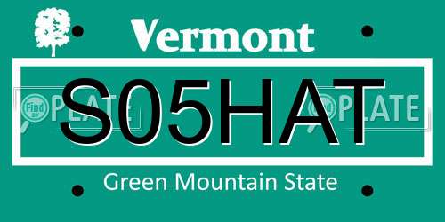 S05HAT Vermont License Plate