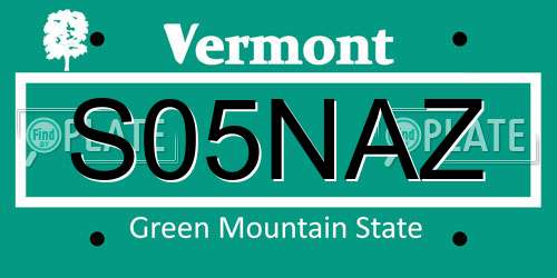S05NAZ Vermont License Plate