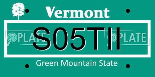 S05TII Vermont License Plate