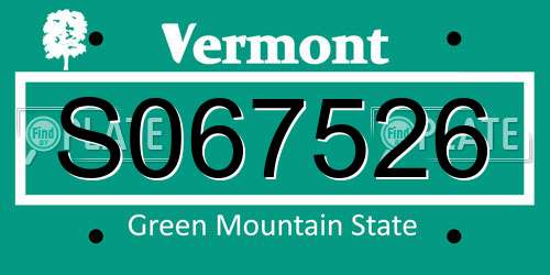 S067526 Vermont License Plate
