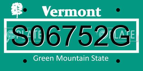 S06752G Vermont License Plate