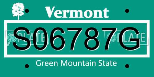 S06787G Vermont License Plate