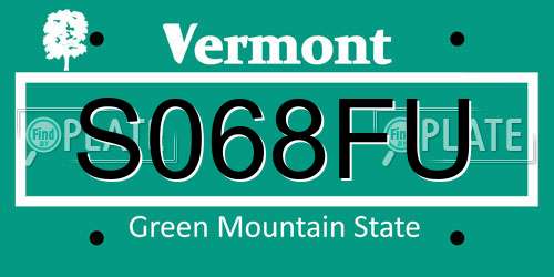 S068FU Vermont License Plate