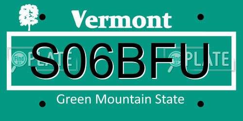 S06BFU Vermont License Plate