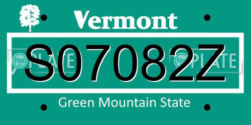 S07082Z Vermont License Plate