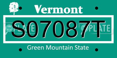 S07087T Vermont License Plate