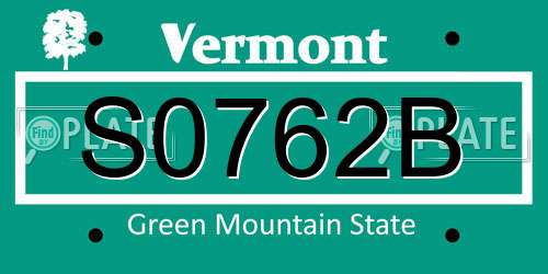 S0762B Vermont License Plate