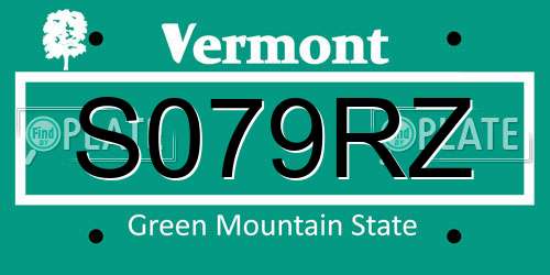 S079RZ Vermont License Plate