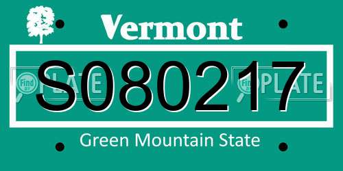 S080217 Vermont License Plate