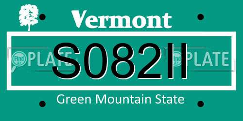 S082II Vermont License Plate