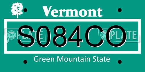 S084CO Vermont License Plate