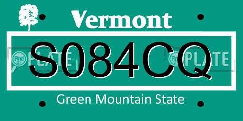 S084CQ Vermont License Plate
