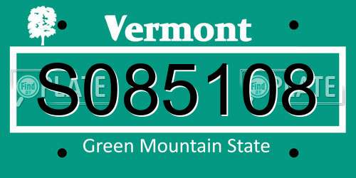 S085108 Vermont License Plate