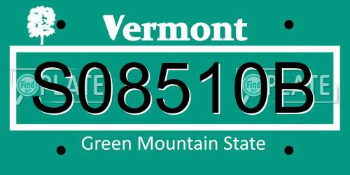 S08510B Vermont License Plate
