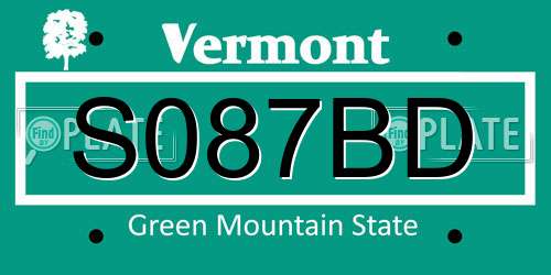 S087BD Vermont License Plate