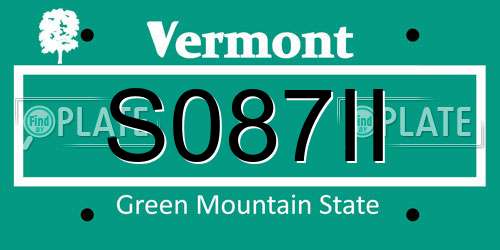 S087II Vermont License Plate