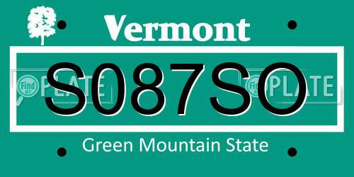 S087SO Vermont License Plate