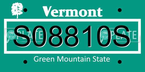 S08810S Vermont License Plate