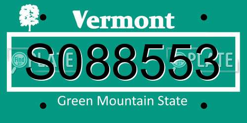 S088553 Vermont License Plate