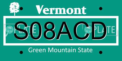 S08ACD Vermont License Plate