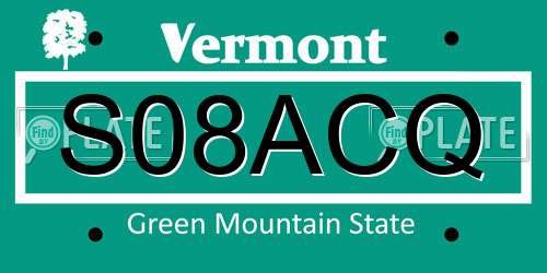 S08ACQ Vermont License Plate