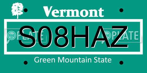 S08HAZ Vermont License Plate