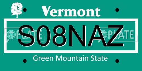 S08NAZ Vermont License Plate