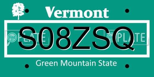 S08ZSQ Vermont License Plate