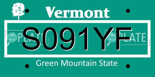 S091YF Vermont License Plate